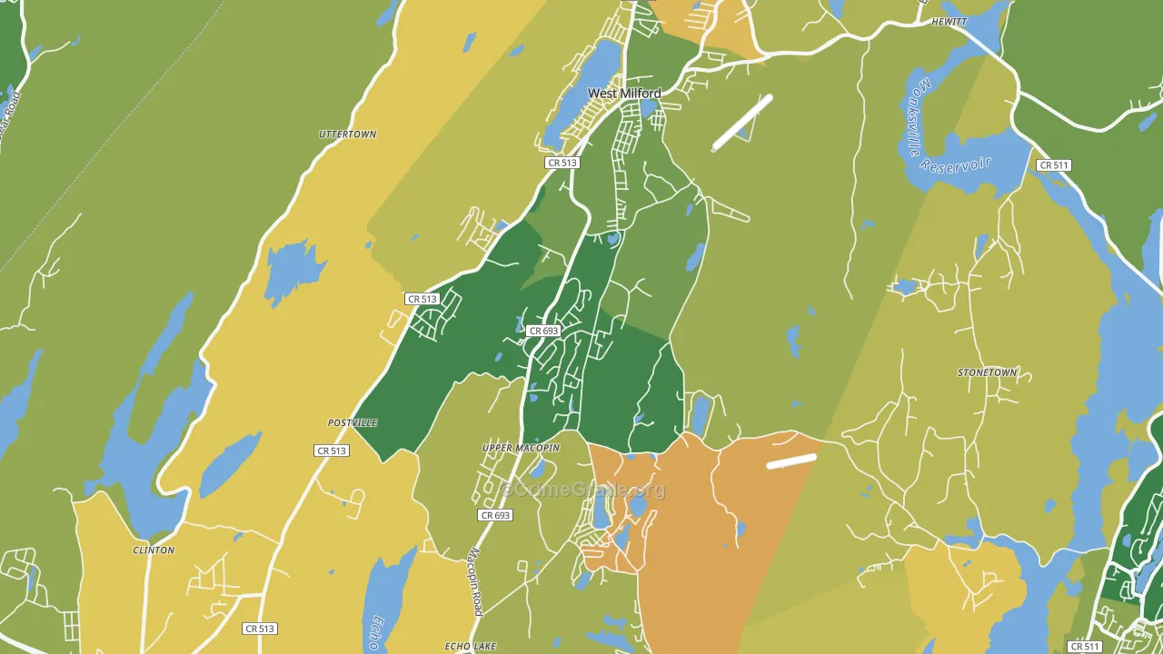 West Milford, NJ Map of Theft Rates