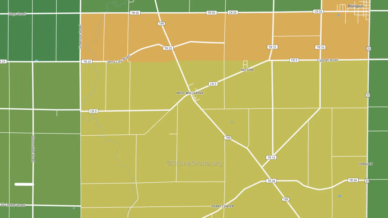 West Millgrove, OH Map of Theft Rates