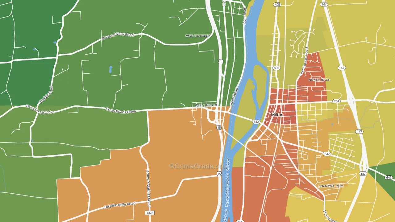 West Milton, PA Map of Theft Rates