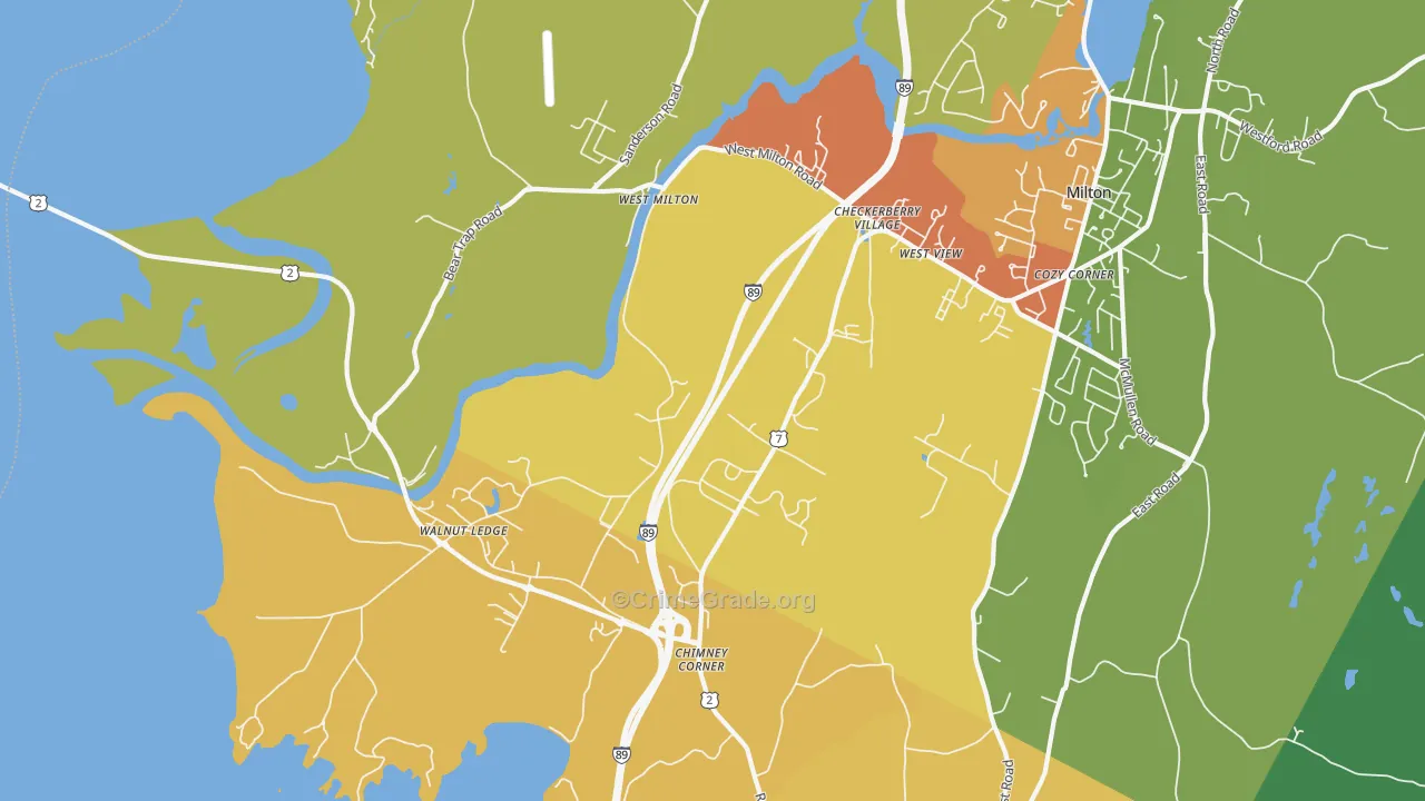 West Milton, VT Map of Theft Rates