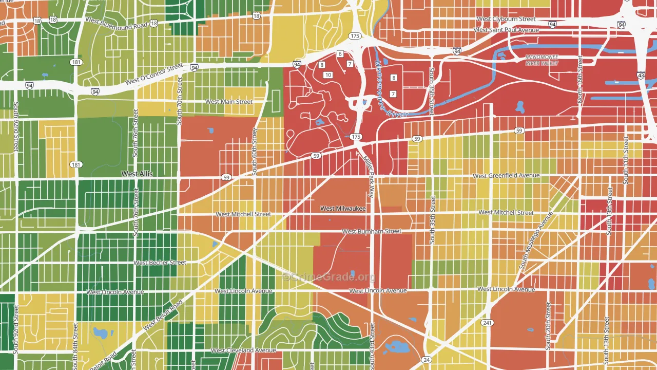 West Milwaukee, WI Map of Theft Rates