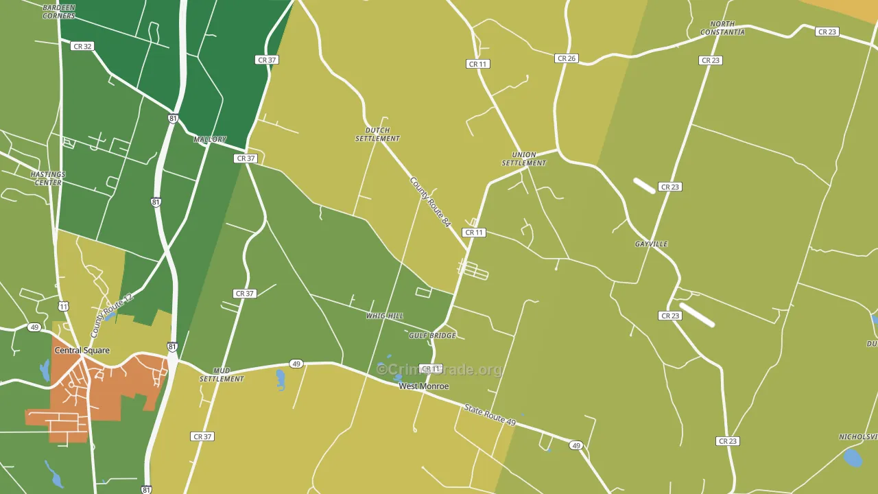 West Monroe, NY Map of Theft Rates