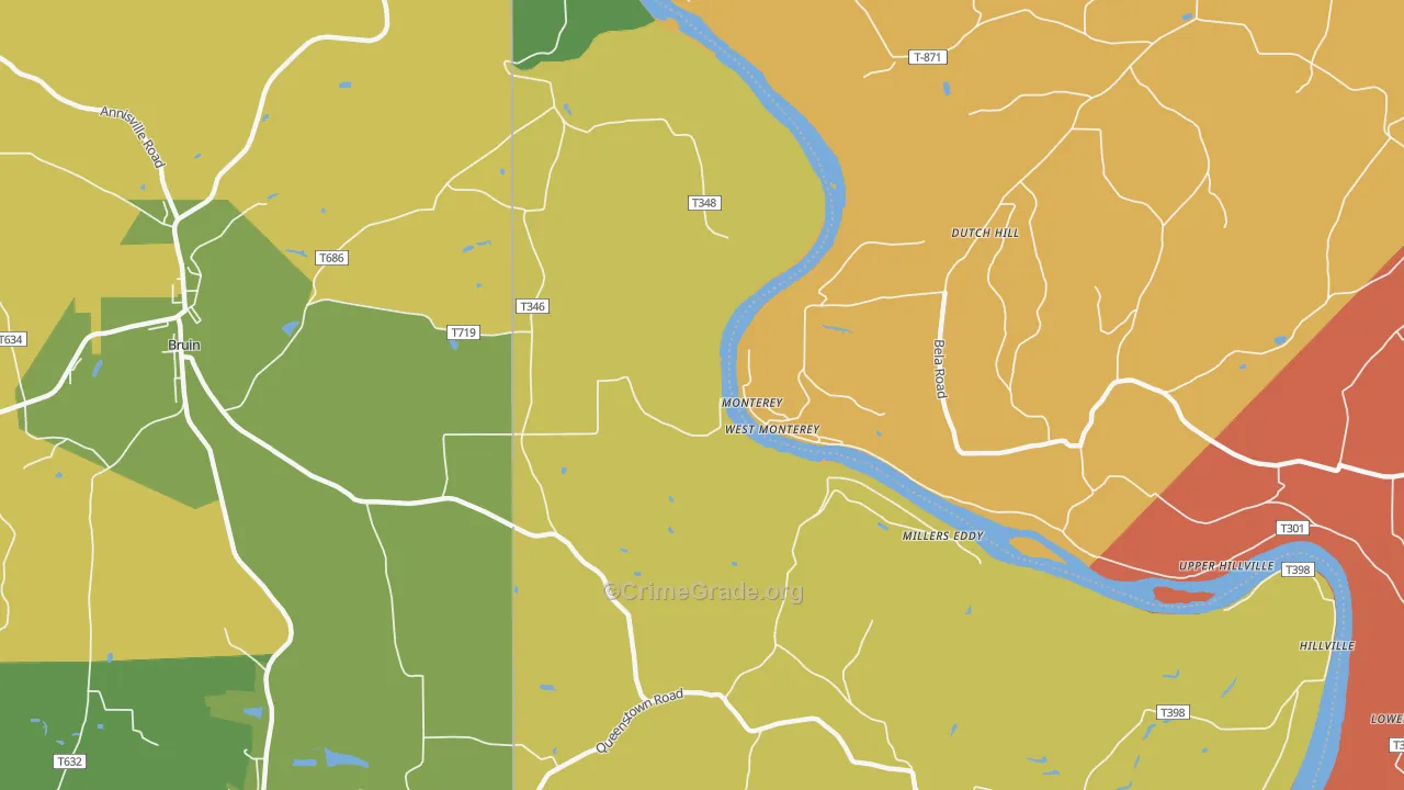 West Monterey, PA Map of Theft Rates