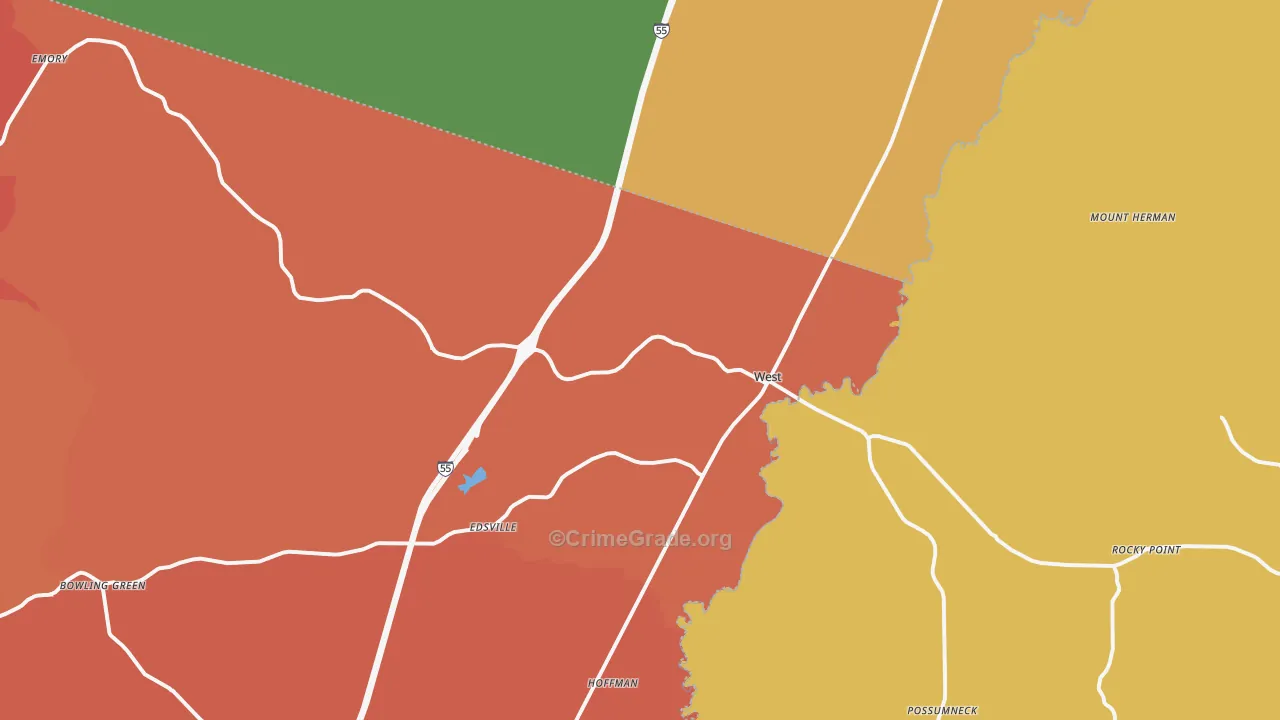 West, MS Map of Theft Rates