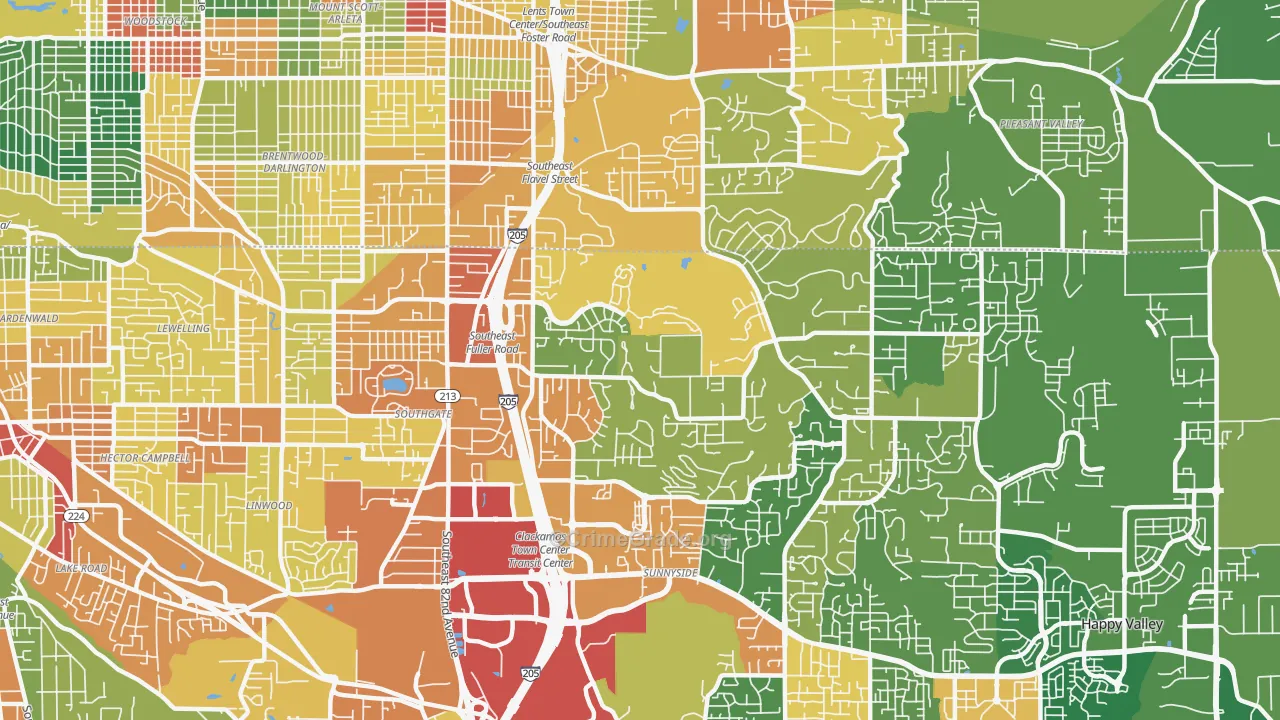 West Mt. Scott, Happy Valley, OR Map of Theft Rates