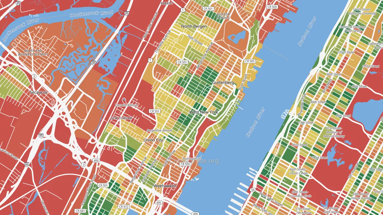 West New York, NJ Map of Theft Rates