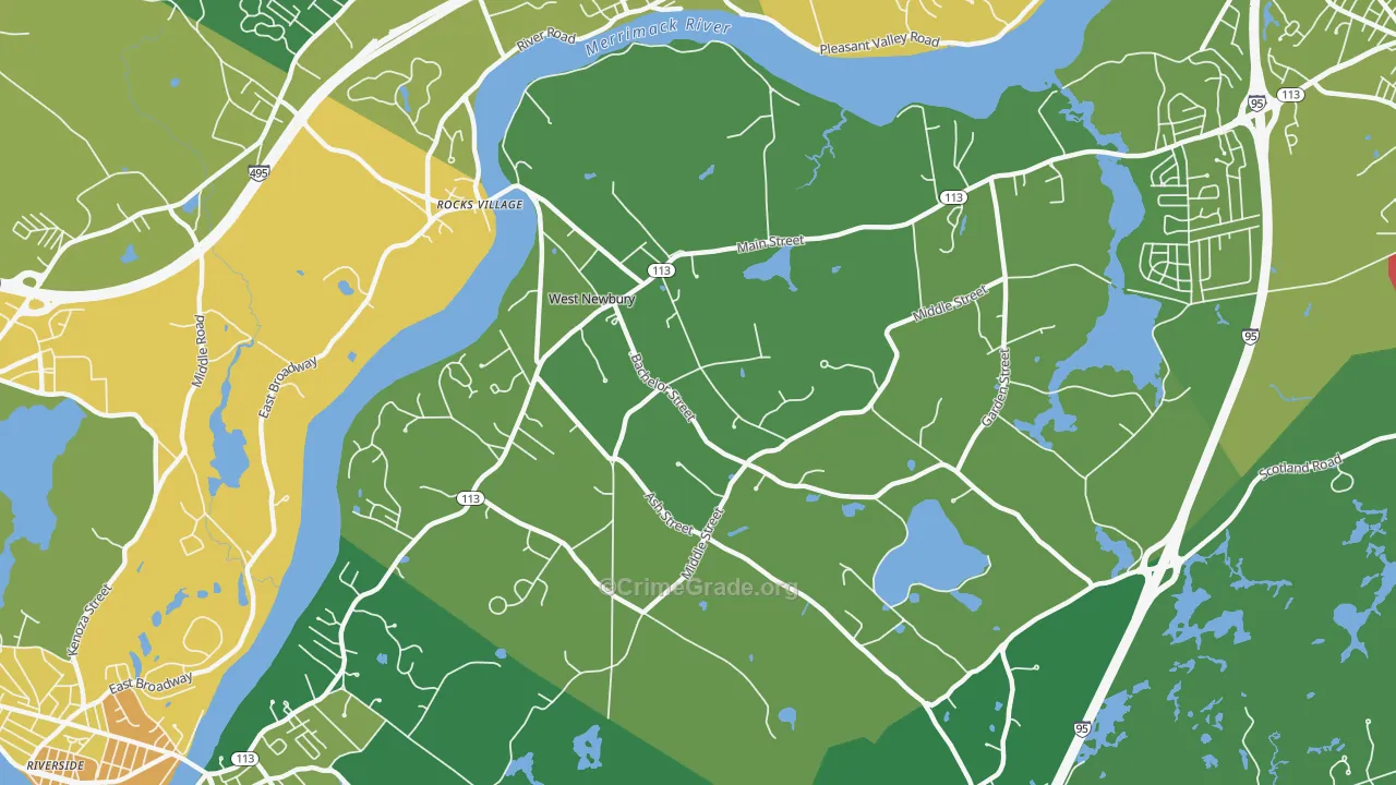 West Newbury, MA Map of Theft Rates