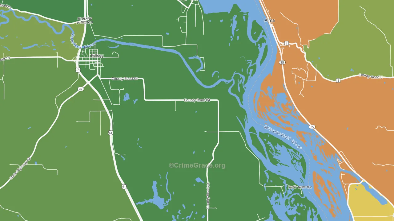 West Newton, MN Map of Theft Rates