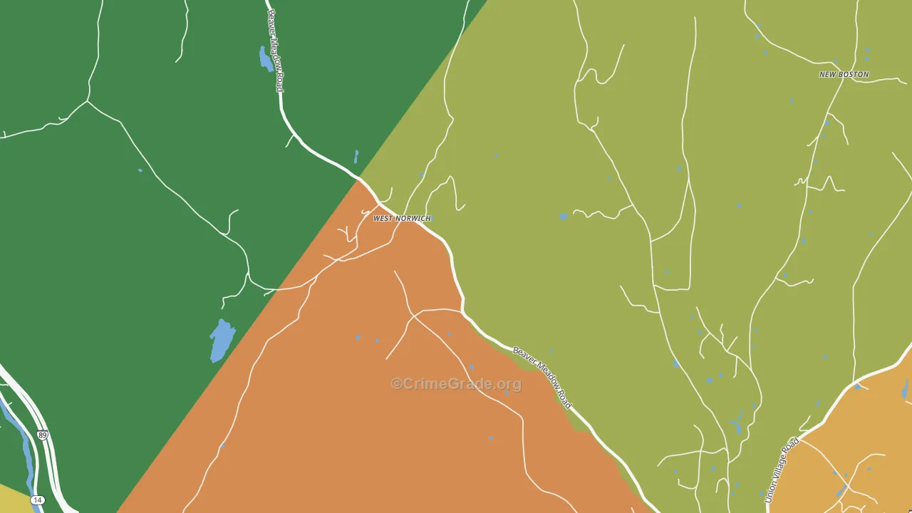West Norwich, VT Map of Theft Rates