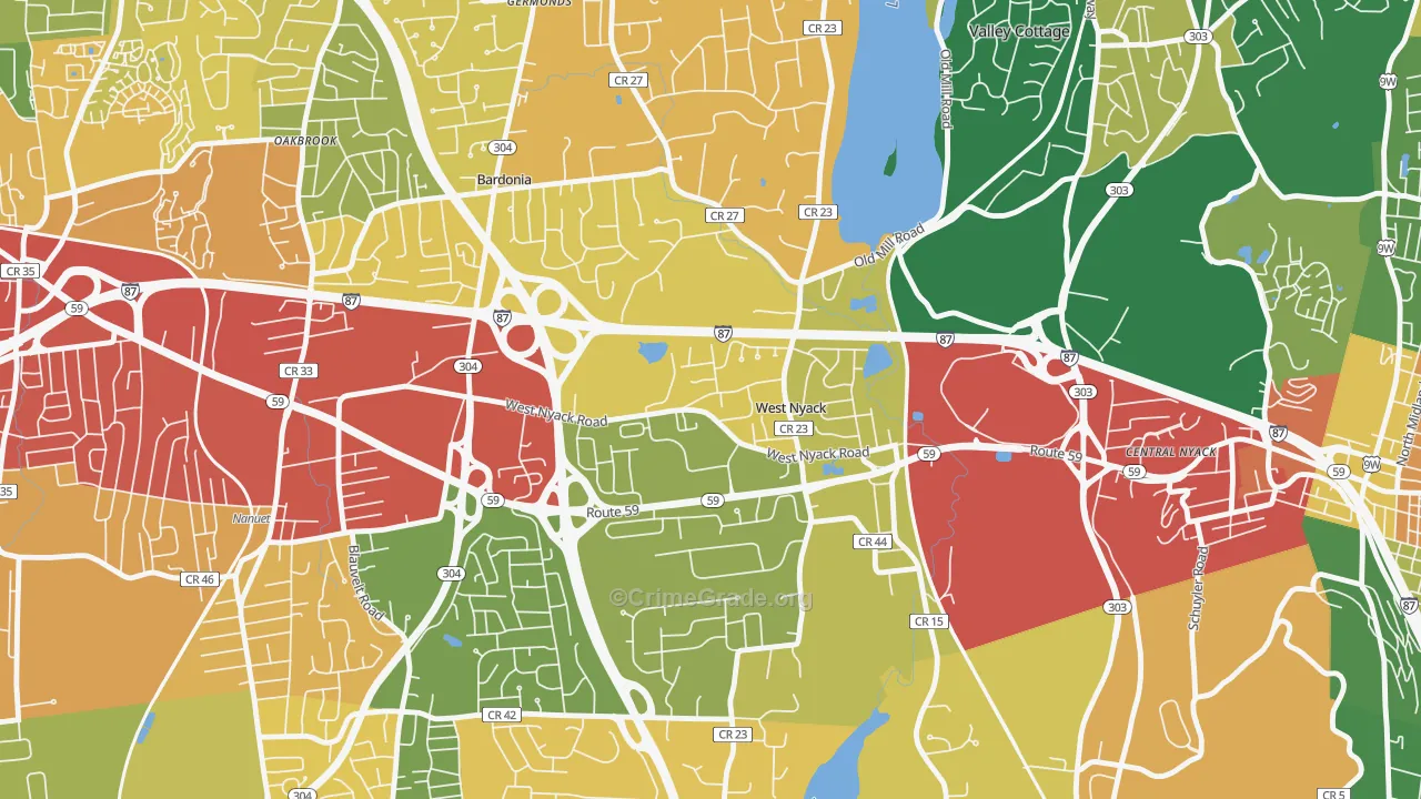 West Nyack, NY Map of Theft Rates