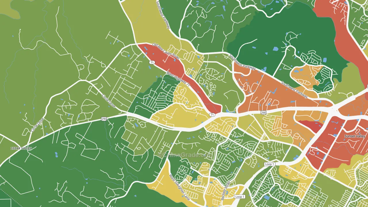 West Oak Hill, Austin, TX Map of Theft Rates