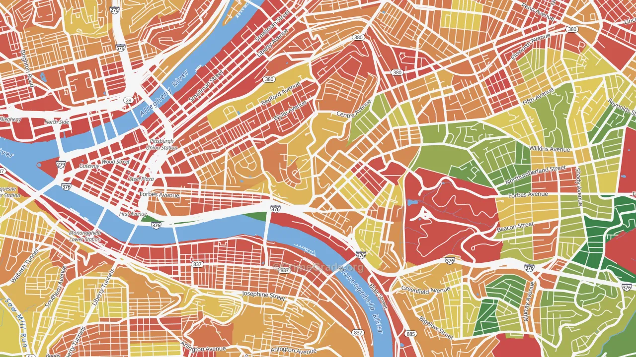 West Oakland, Pittsburgh, PA Map of Theft Rates