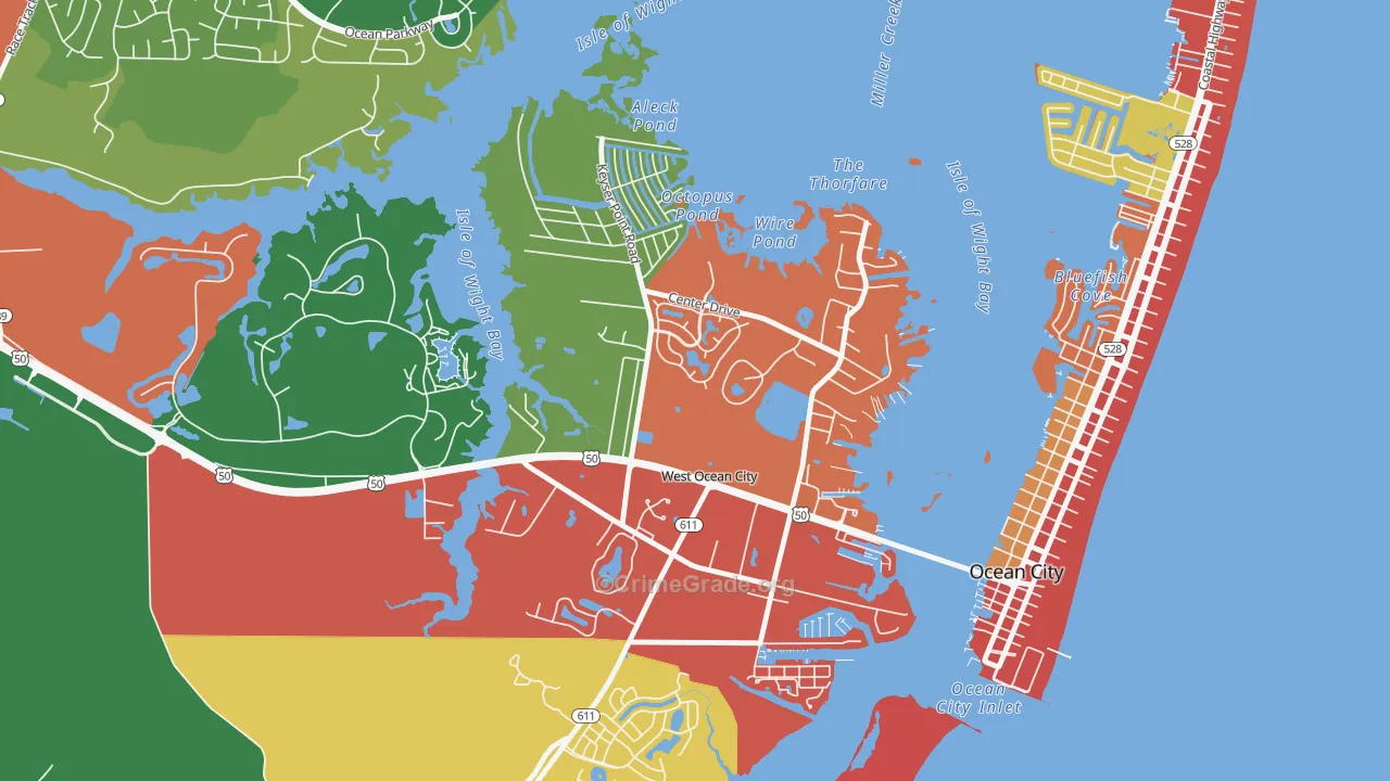 West Ocean City, MD Map of Theft Rates