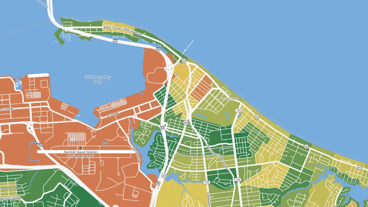 West Ocean View, Norfolk, VA Map of Theft Rates