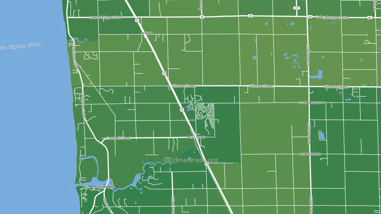 West Olive, MI Map of Theft Rates
