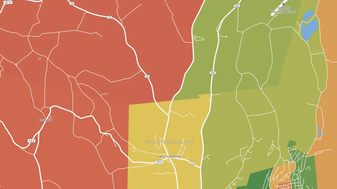 West Oneonta, NY Map of Theft Rates