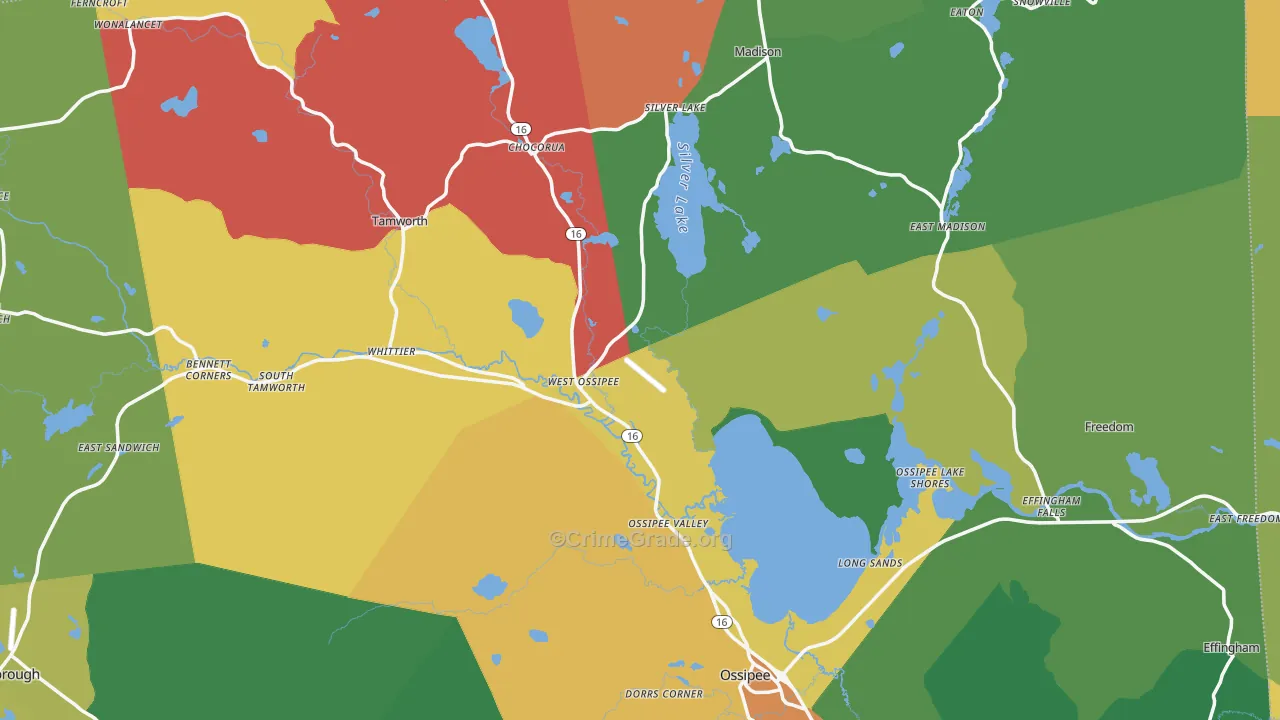 West Ossipee, NH Map of Theft Rates