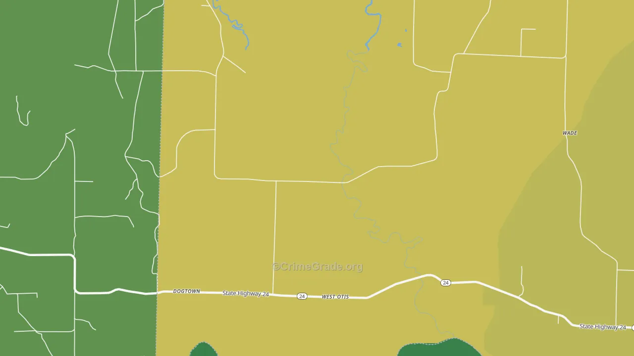 West Otis, AR Map of Theft Rates