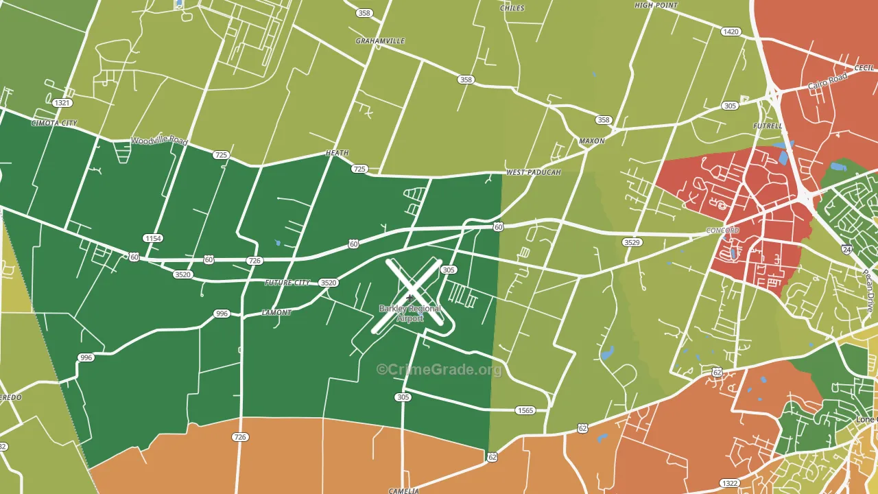 West Paducah, KY Map of Theft Rates