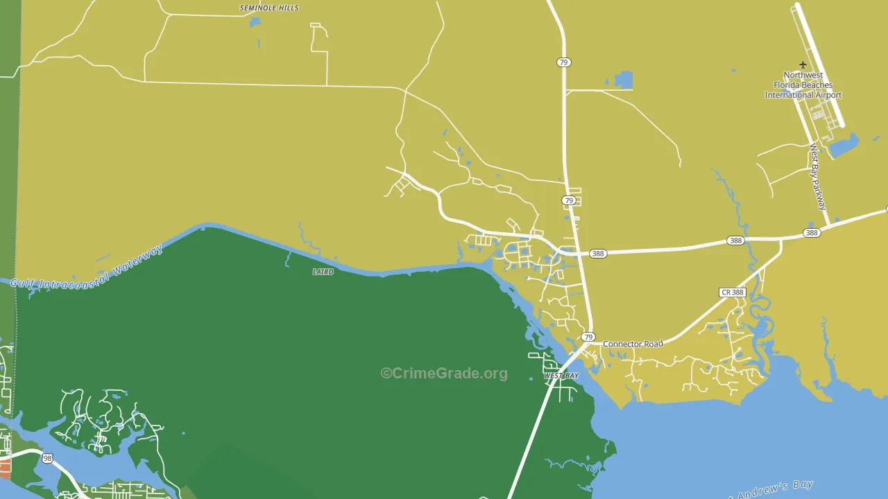 West Panama City Beach, FL Map of Theft Rates