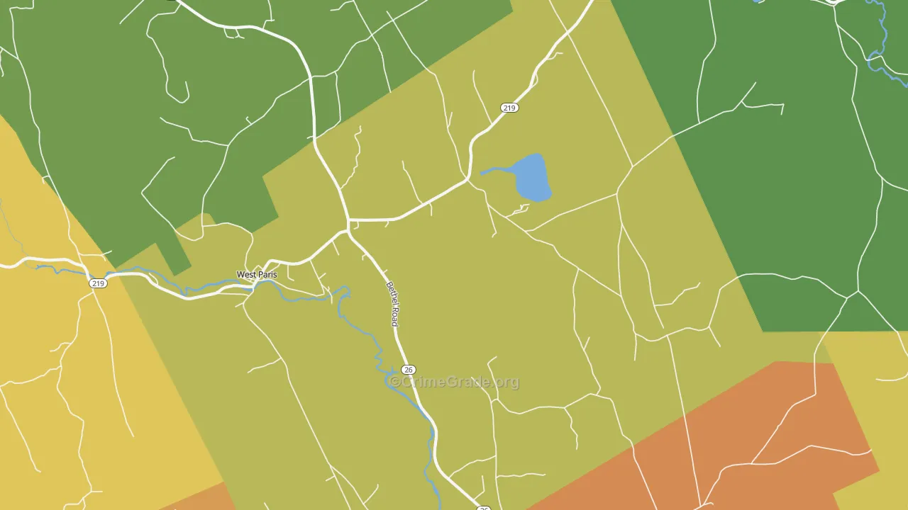 West Paris, ME Map of Theft Rates
