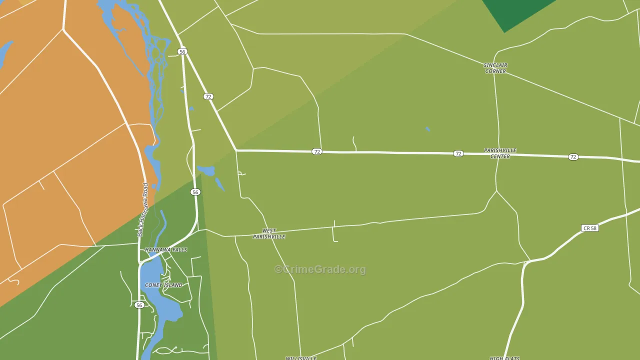 West Parishville, NY Map of Theft Rates
