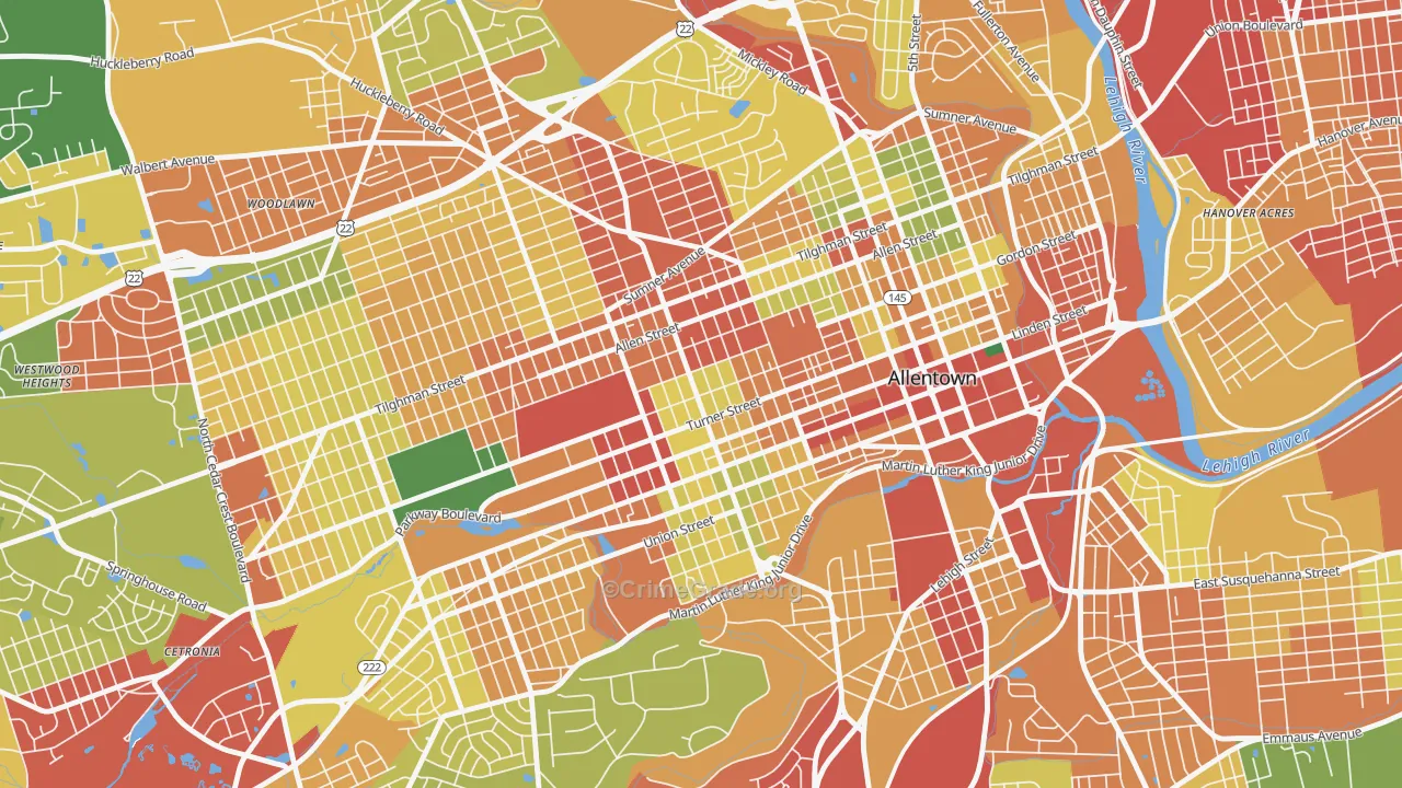 West Park, Allentown, PA Map of Theft Rates
