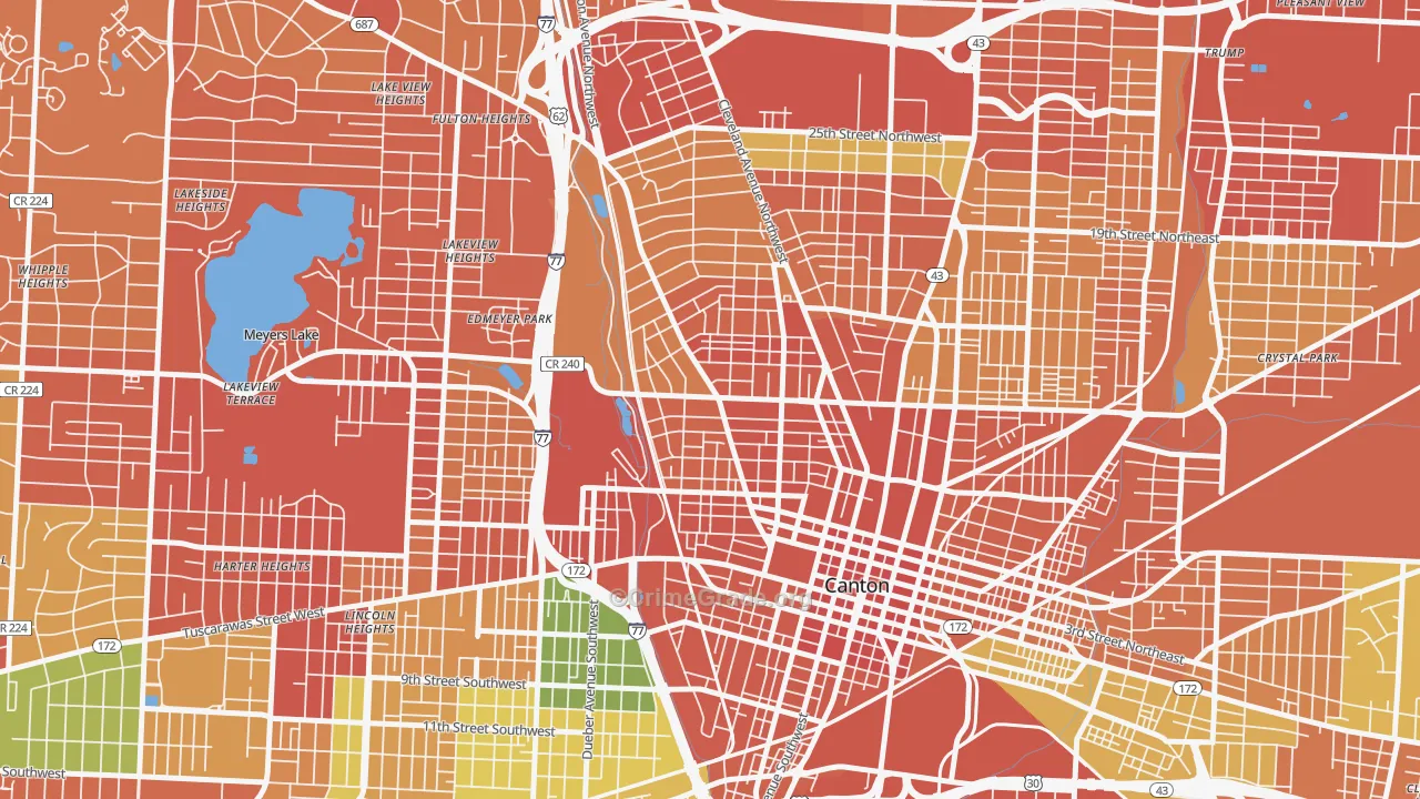 West Park, Canton, OH Map of Theft Rates