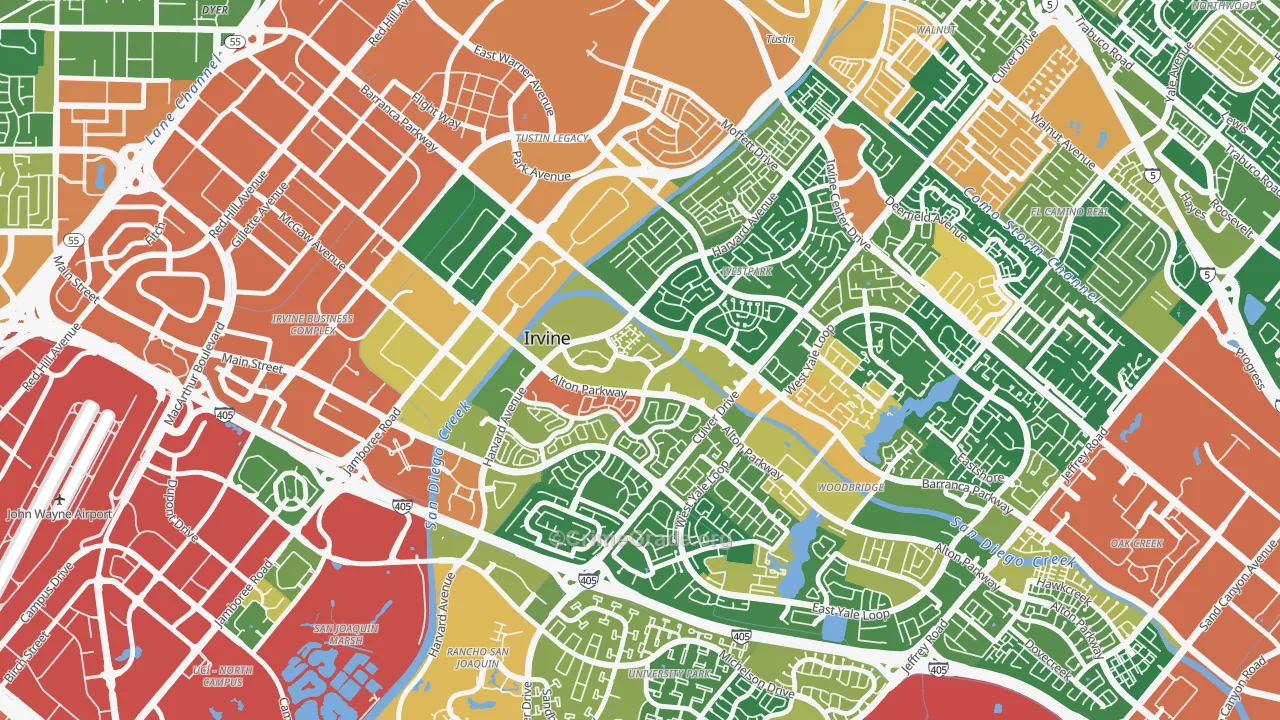 West Park, Irvine, CA Map of Theft Rates