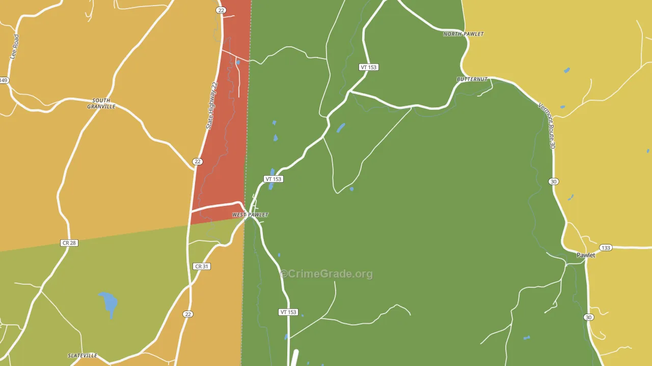 West Pawlet, VT Map of Theft Rates