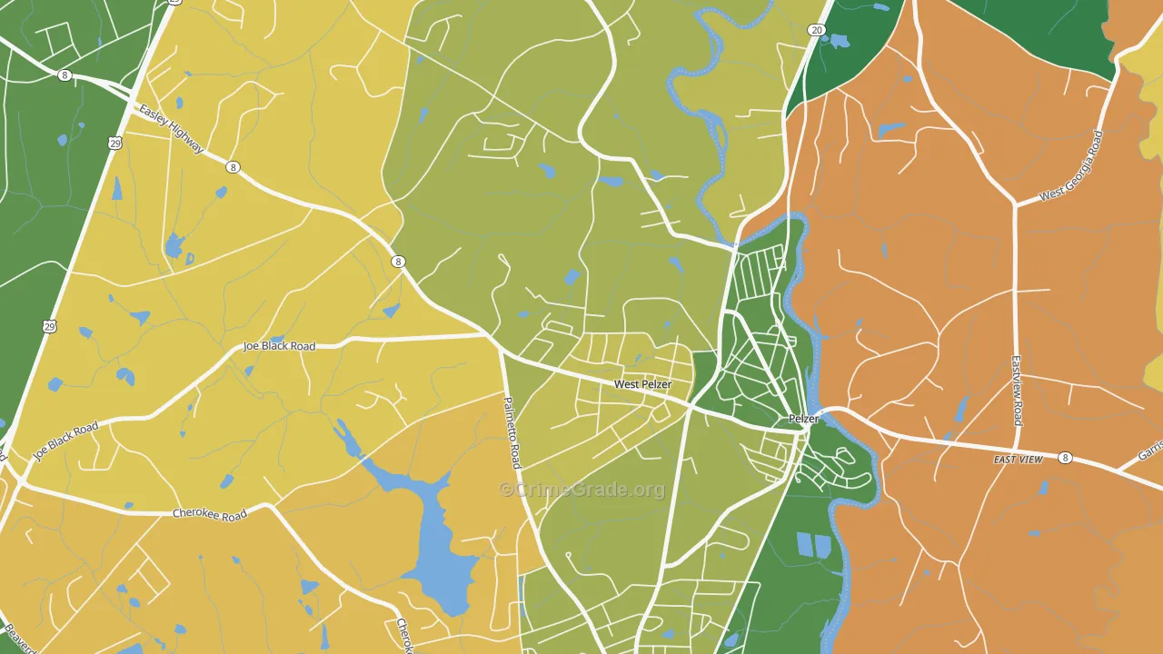West Pelzer, SC Map of Theft Rates