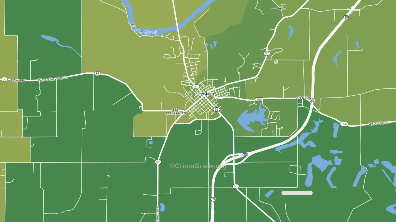 West Petersburg, IN Map of Theft Rates