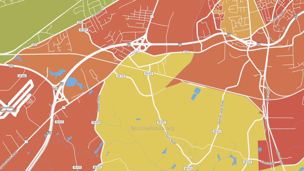 West Petersburg, VA Map of Theft Rates