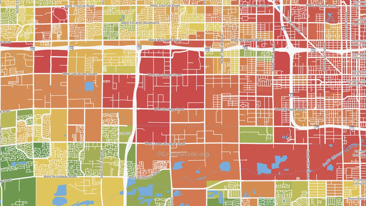 West Phoenix, Phoenix, AZ Map of Theft Rates