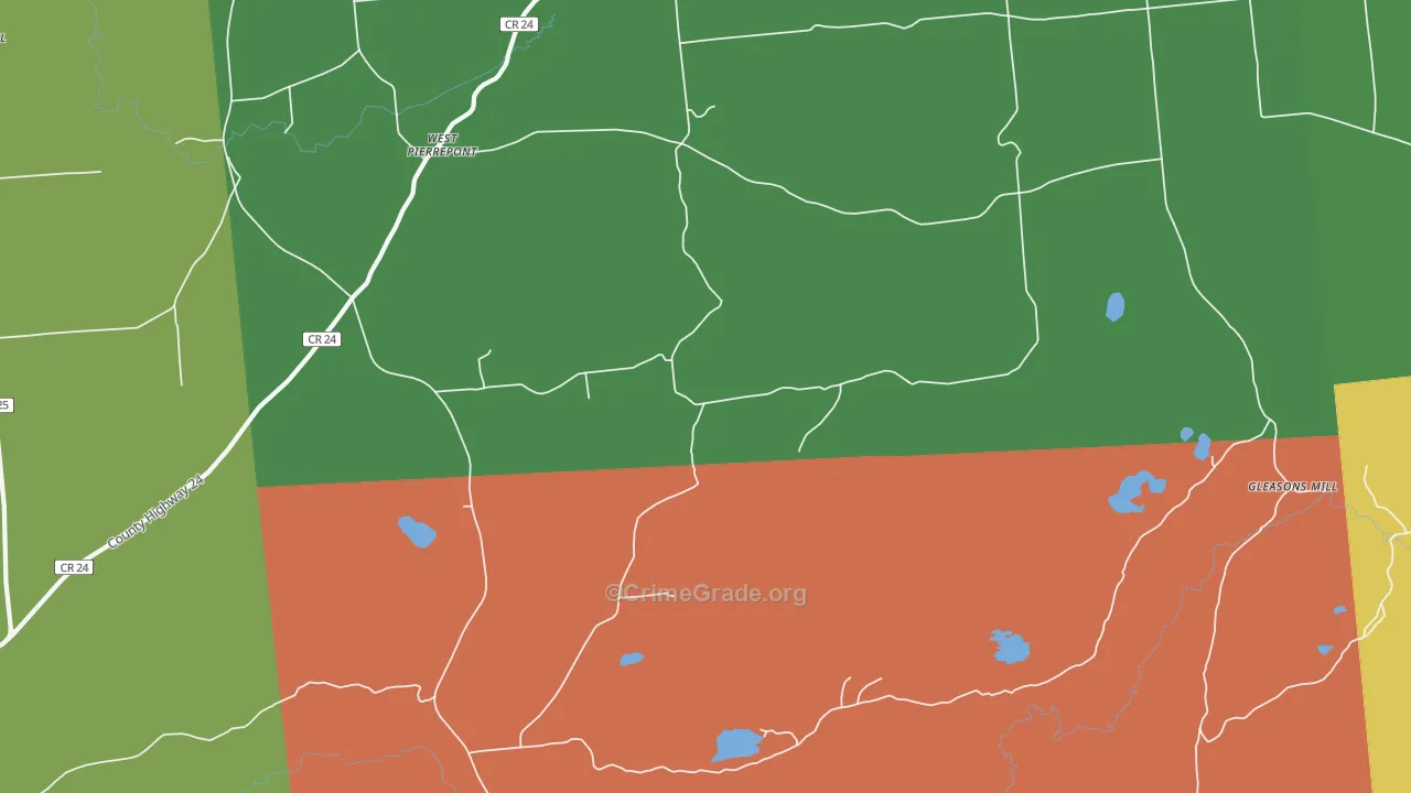 West Pierrepont, NY Map of Theft Rates