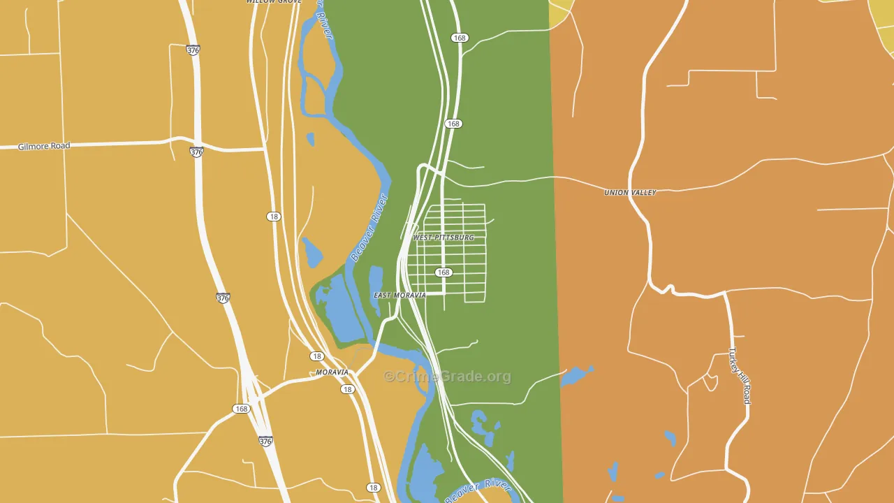 West Pittsburg, PA Map of Theft Rates