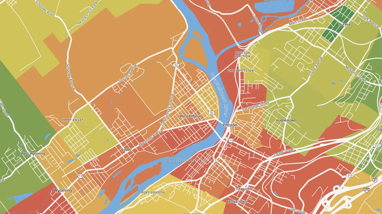 West Pittston, PA Map of Theft Rates