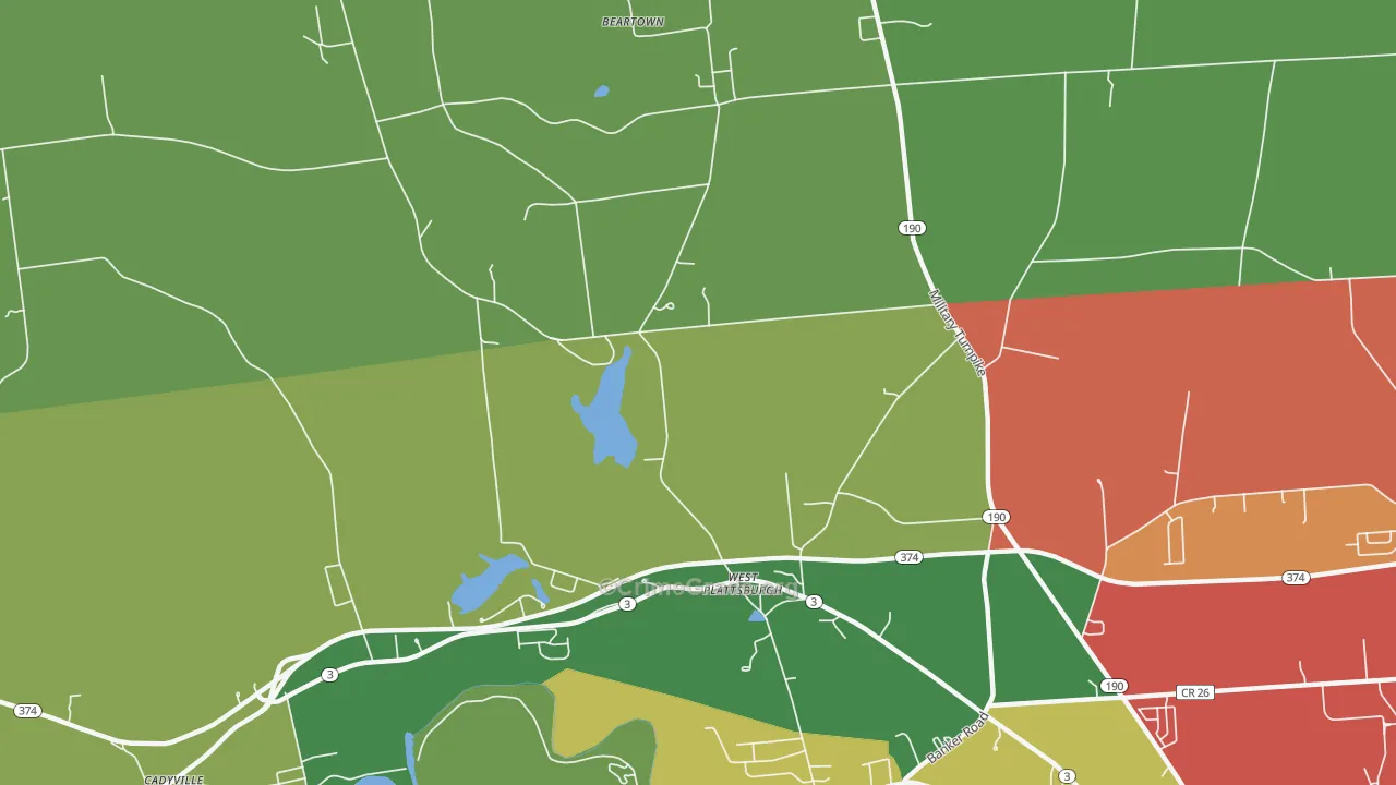 West Plattsburg, NY Map of Theft Rates