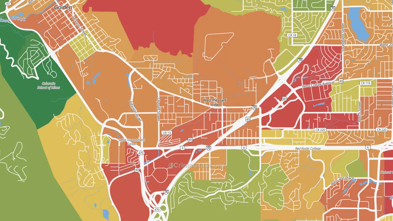 West Pleasant View, CO Map of Theft Rates
