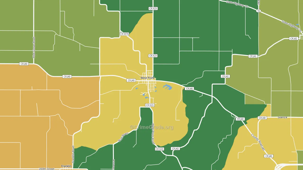 West Point, IA Map of Theft Rates