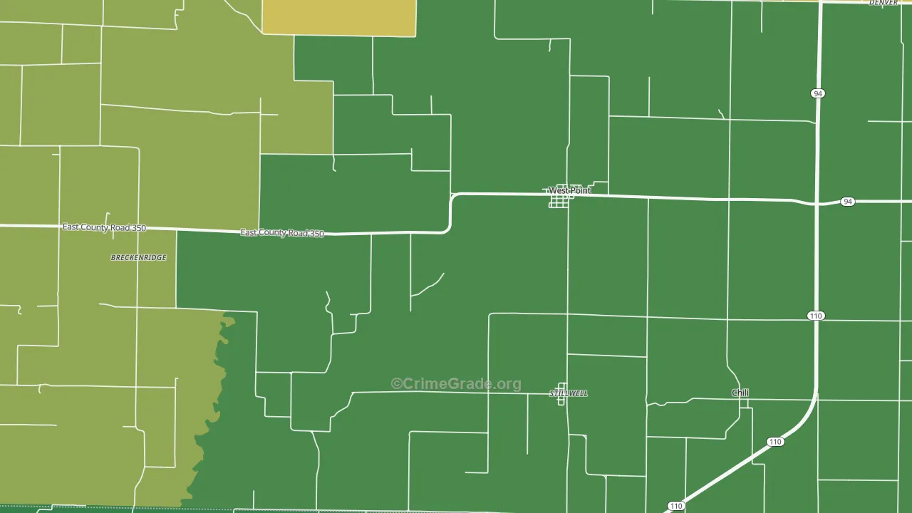 West Point, IL Map of Theft Rates