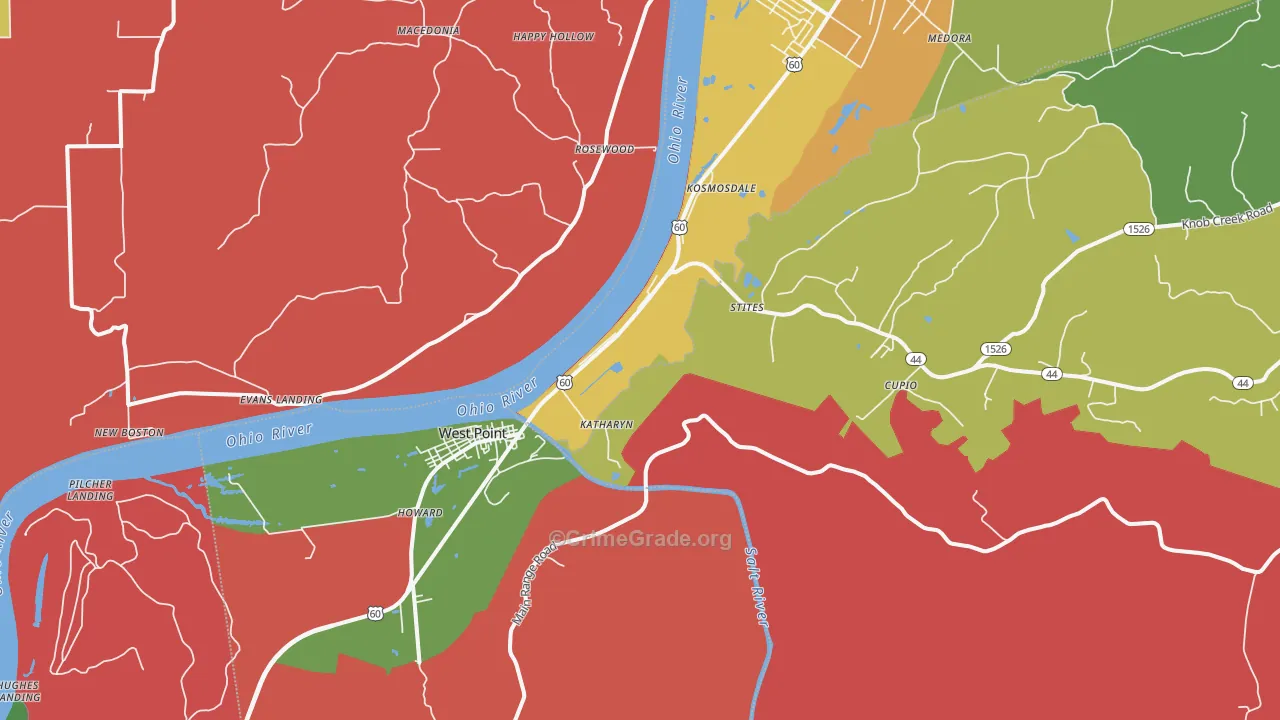 West Point, KY Map of Theft Rates