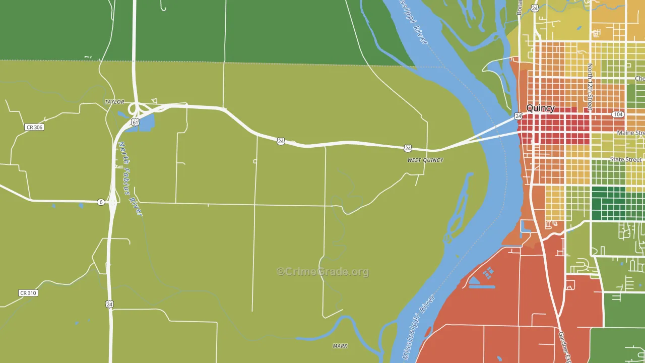 West Quincy, MO Map of Theft Rates
