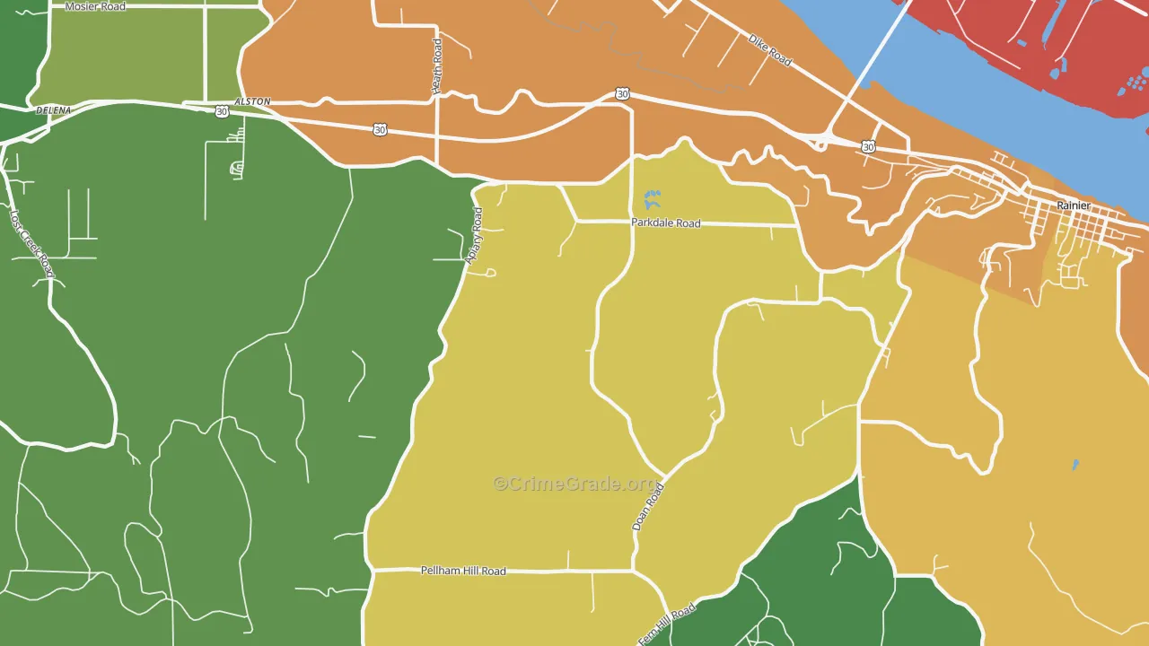 West Rainier, OR Map of Theft Rates
