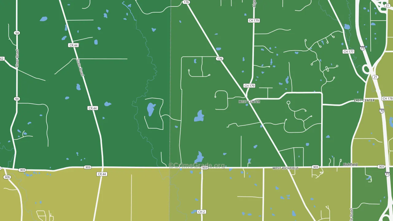 West Richfield, OH Map of Theft Rates