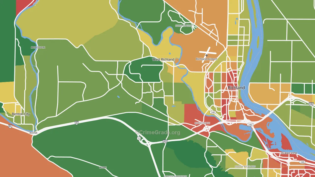 West Richland, WA Map of Theft Rates