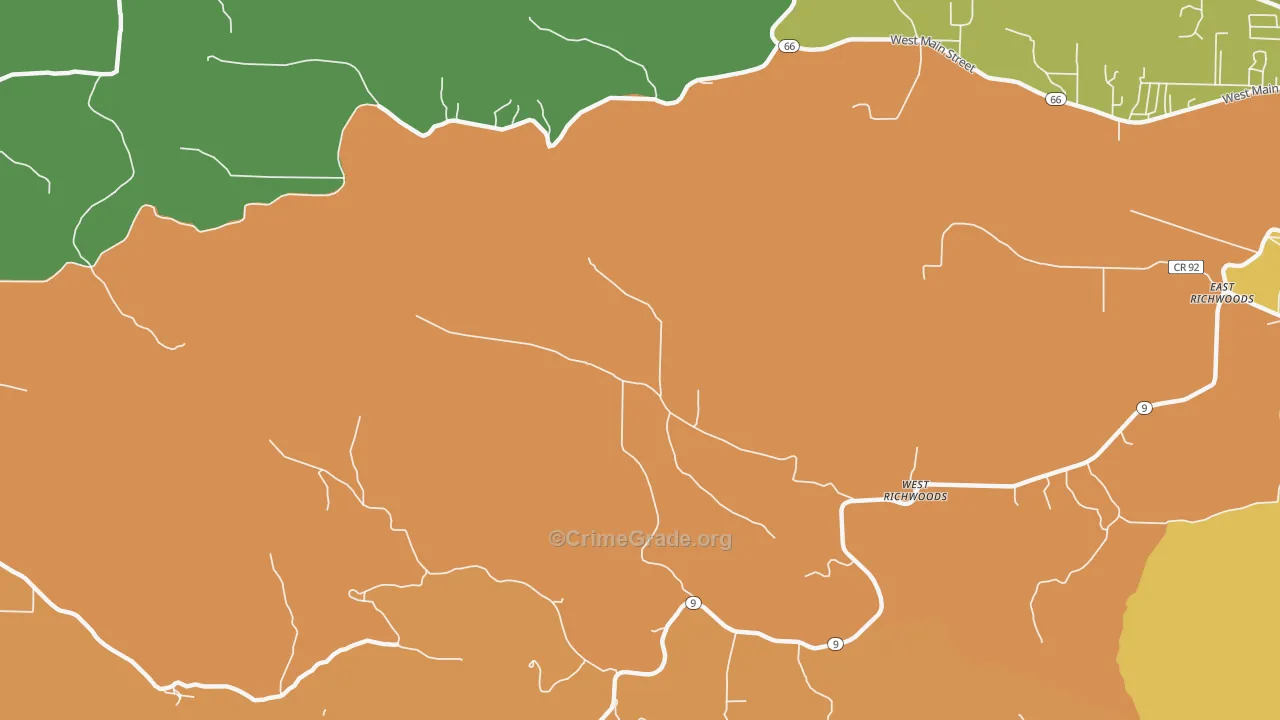 West Richwoods, AR Map of Theft Rates