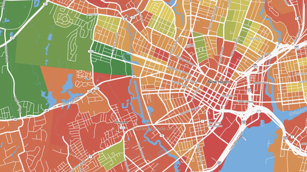 West River, New Haven, CT Map of Theft Rates