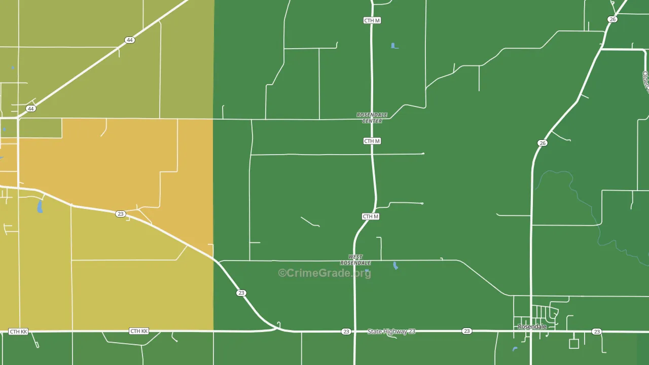 West Rosendale, WI Map of Theft Rates