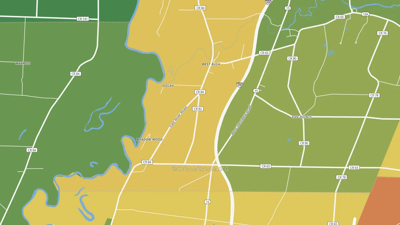 West Rush, NY Map of Theft Rates